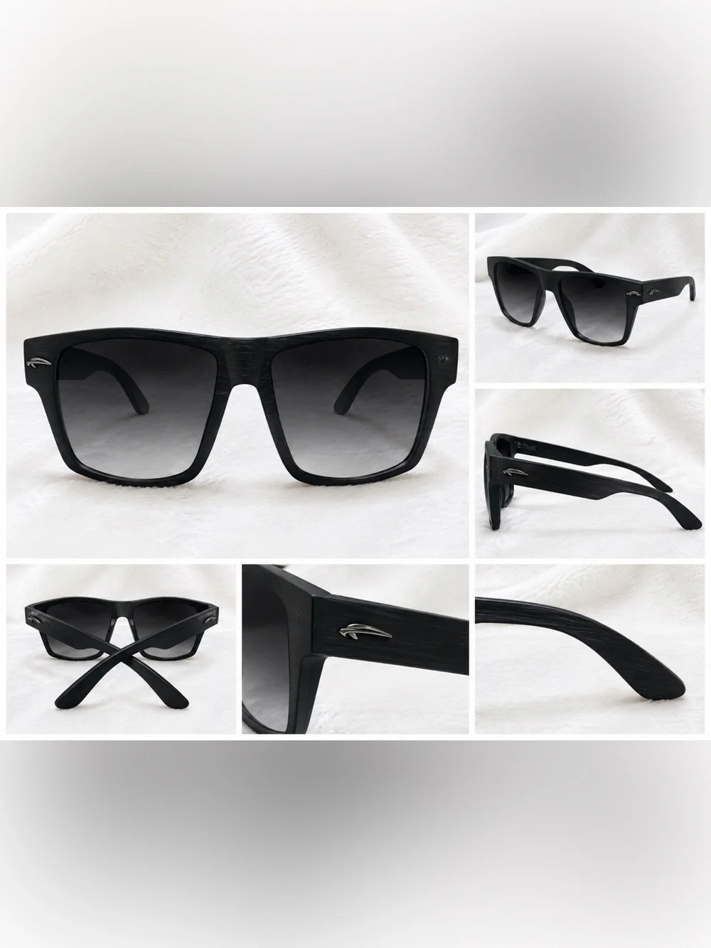 Matte Black Square Sunglasses with Gradient Lenses